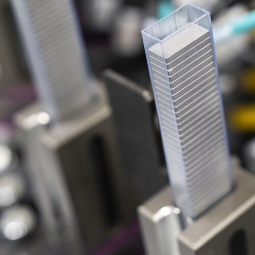 Close up of eDrive showing two sticks of material.